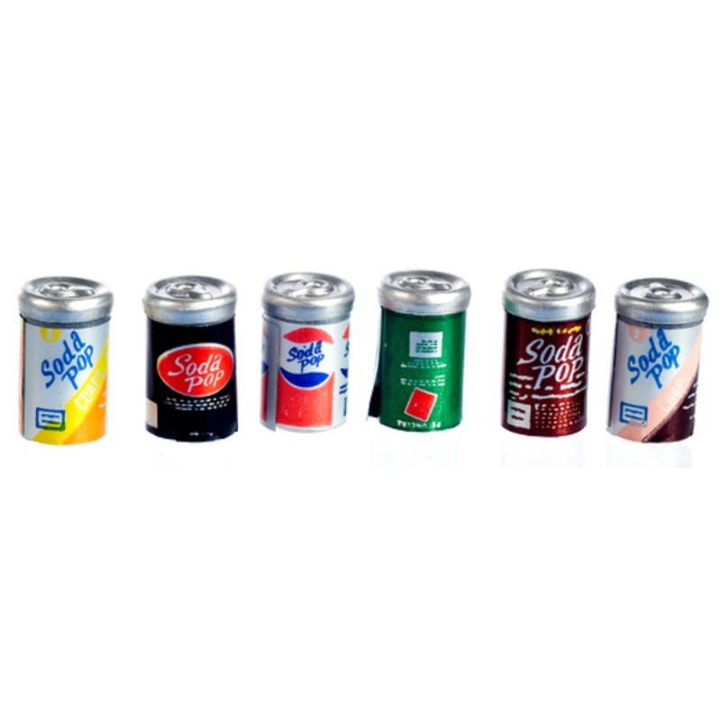 Dolls House 6 Pop Soda Cans Miniature Pub Shop Accessory 1:12 Scale