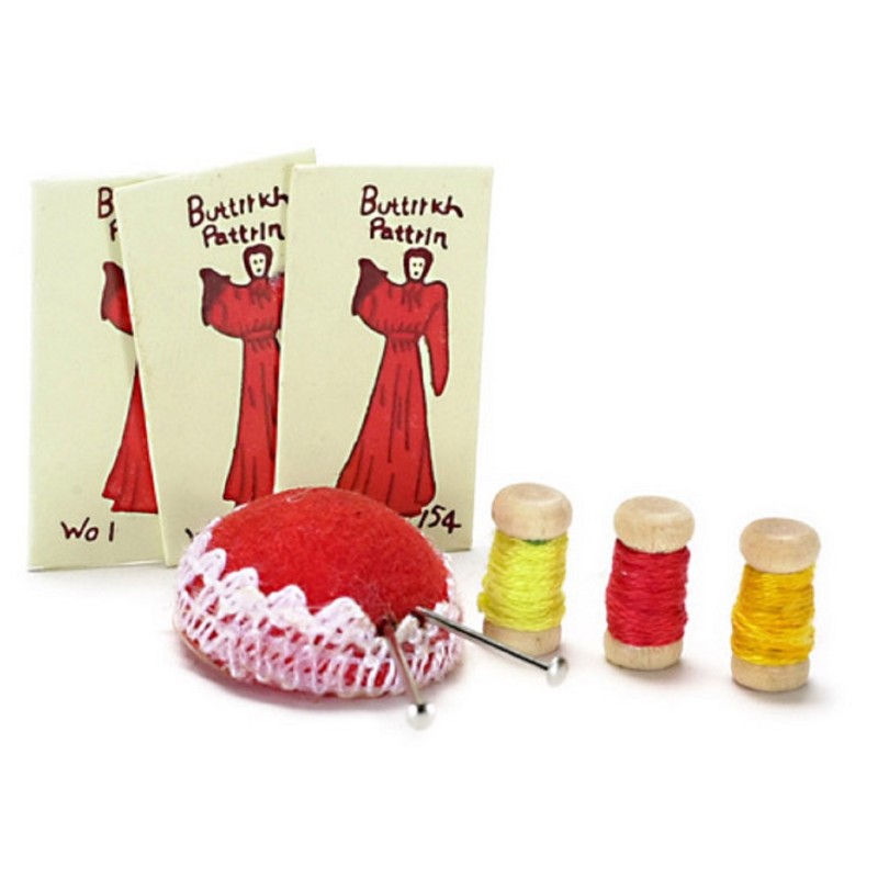 Dolls House Miniature 1:12 Scale Sewing Room Accessory Pin Cushion Cotton Set