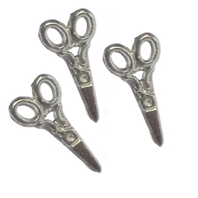 Dolls House 3 Pairs of Scissors Silver Miniature Kitchen Sewing Craft Accessory