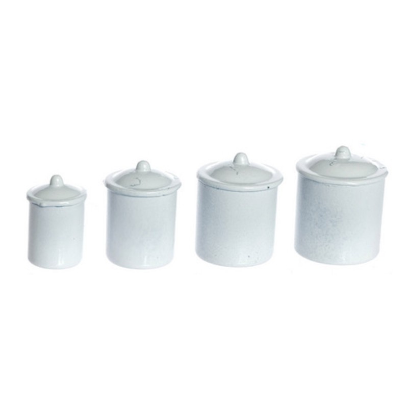 Dolls House Miniature Kitchen Accessory Plain White Canister Storage Jar Set 4
