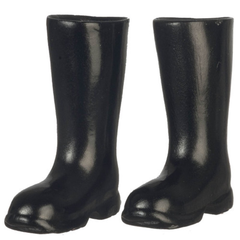 Dolls House Black Wellington Boots Wellies 1:12 Garden Accessory