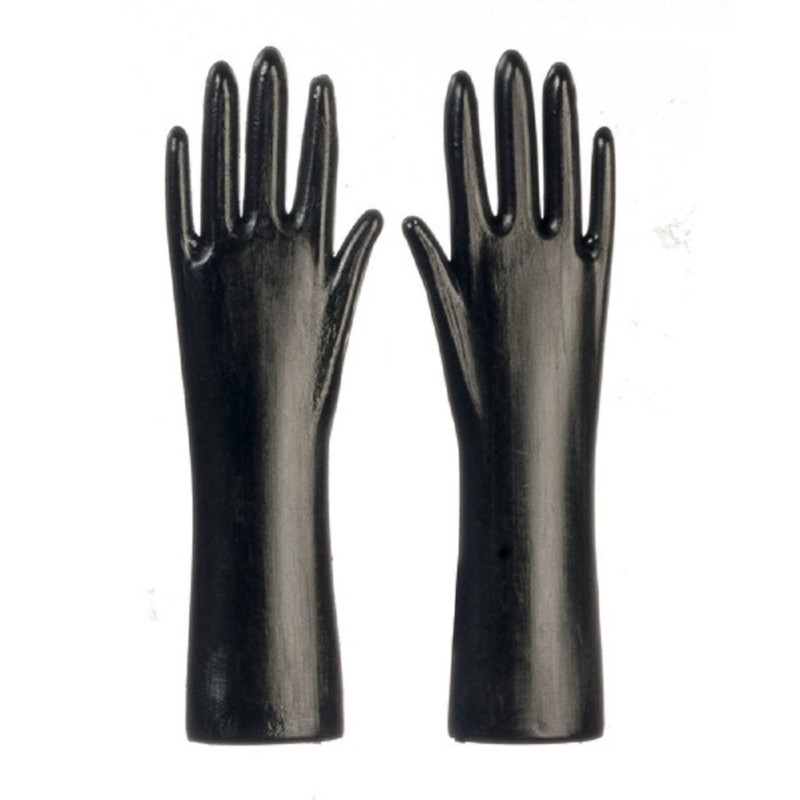 Dolls House Black Rubber Gloves Work Kitchen Garden Accessory