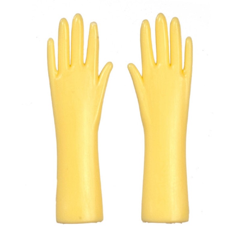 Dolls House Yellow Rubber Gloves 1:12 Scale Kitchen Accessory