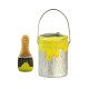 Dolls House Can Tin of Yellow Paint & Brush Miniature Accessory Tools DIY 1:12