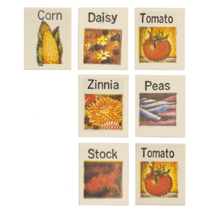 Dolls House 8 Flower, Fruit & Vegetable Seed Packets Miniature Garden Accessory