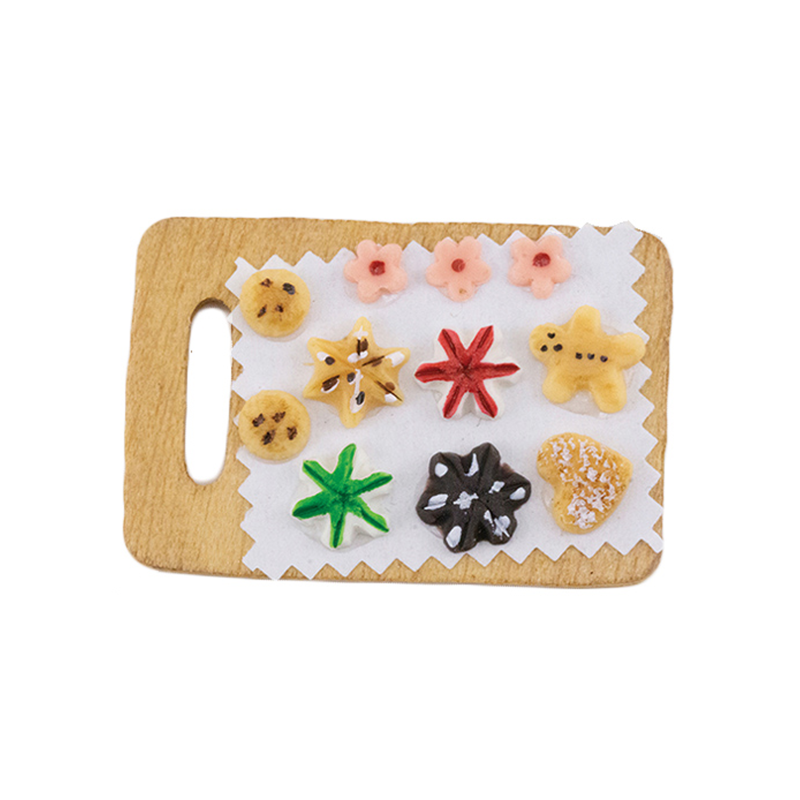 Dolls House Cookies on Cutting Board Miniature Biscuits Kitchen Food Accessory