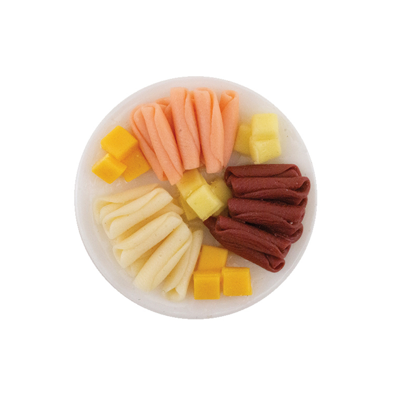Dolls House Meat and Cheese Buffet Plate Miniature Kitchen Food Accessory 1:12