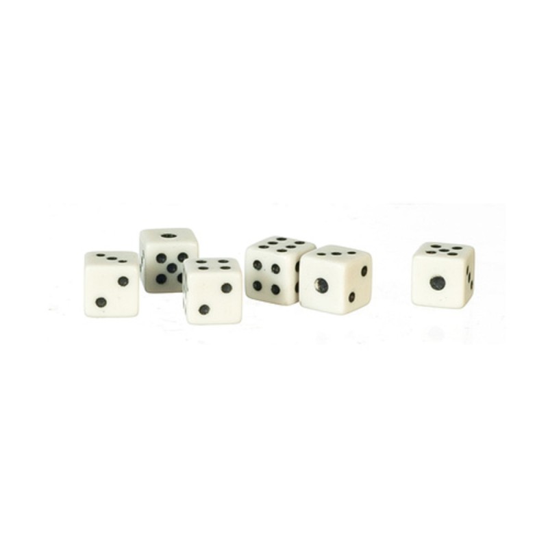 Dolls House Set of 6 White 5mm Dice Miniature Bar Games Room Pub Accessory