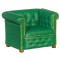 Dolls House Green Leather Chesterfield Armchair JBM Miniature Living Room Furniture