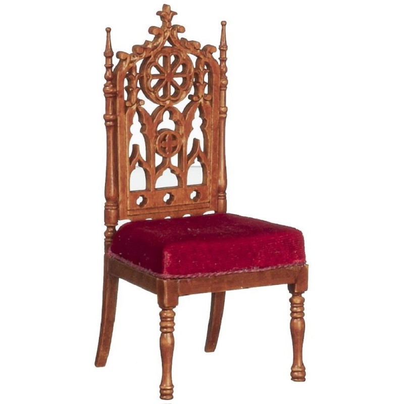 Dolls House Red Walnut Jacobean Side Chair JBM Miniature Dining Room Furniture