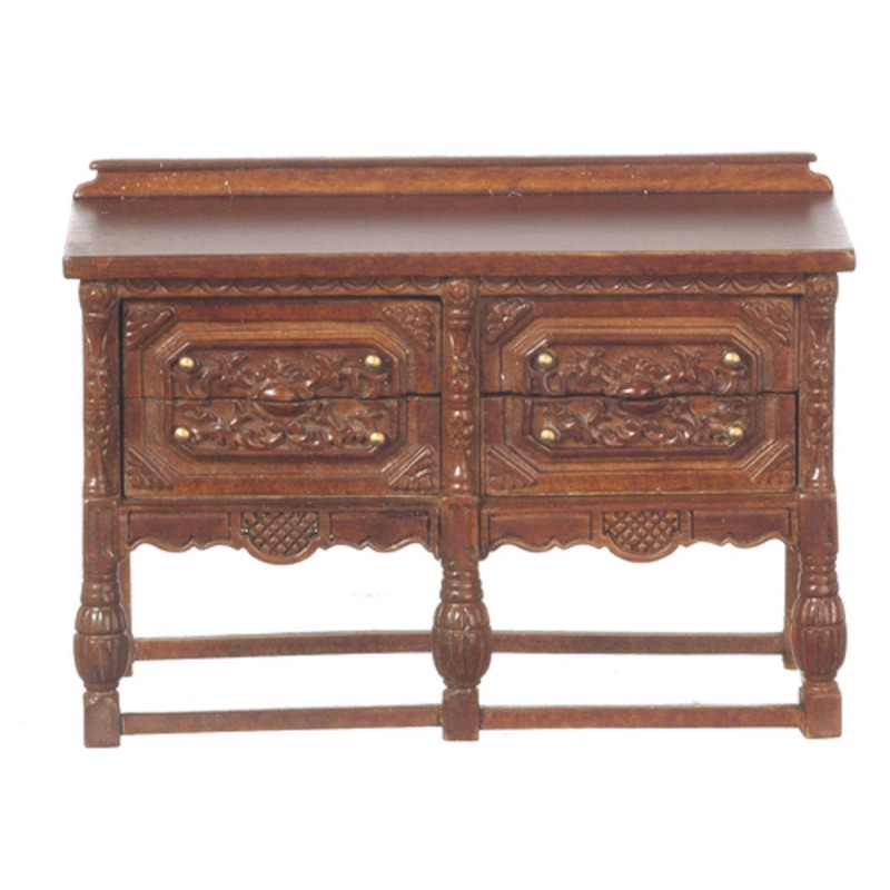 Dolls House Gothic Chest Tudor Sideboard Walnut JBM Miniature Furniture