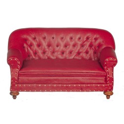 Dolls House 1880 Red Leather Club Sofa JBM Miniature Living Room Furniture 1:12