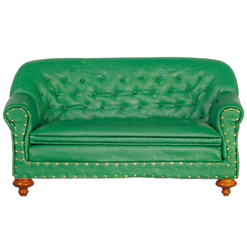 Dolls House 1880 Green Leather Club Sofa JBM Miniature Living Room Furniture