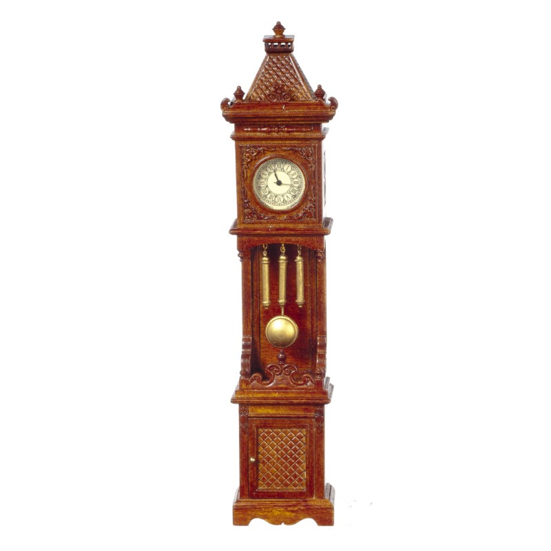 Dolls House Working Walnut Gothic Victorian Grandfather Clock JBM Miniatures