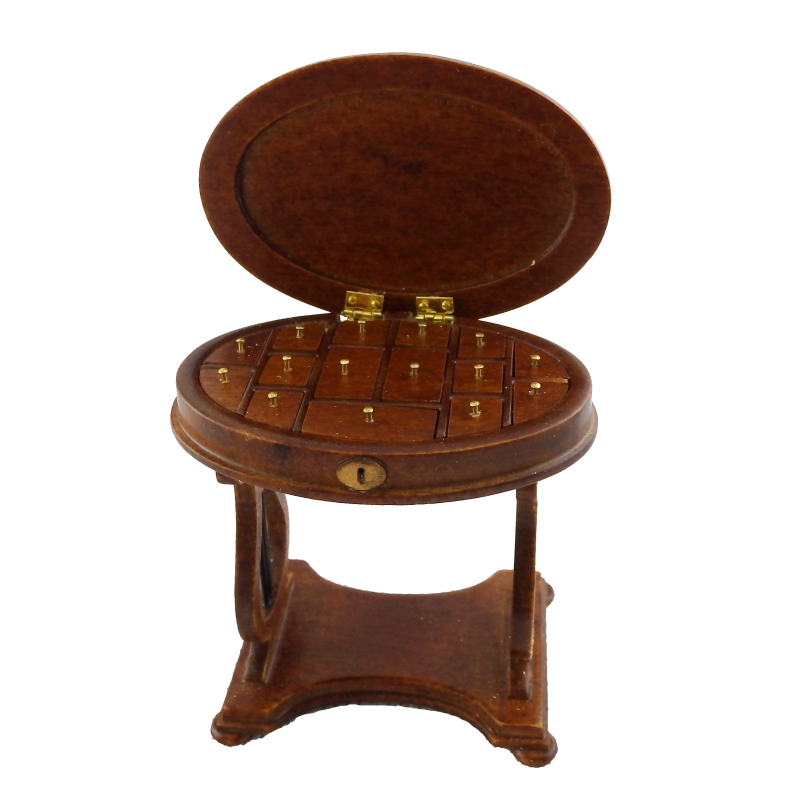 Dolls House Victorian Needlework Sewing Box Side Table Walnut JBM Furniture