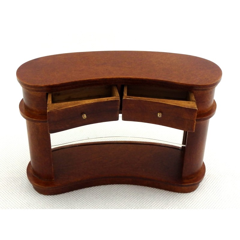 Dolls House Walnut Kidney Shaped Bar Counter Miniature JBM Pub Shop Furniture