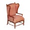 Dolls House Pink Stripe Open Armchair Walnut JBM Miniature Living Room Furniture