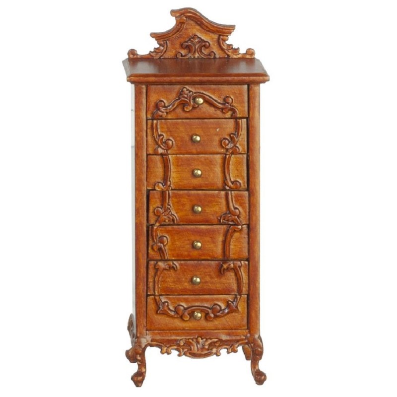 Dolls House Victorian Walnut Tallboy Chest of Drawers JBM Bedroom Furniture 1:12