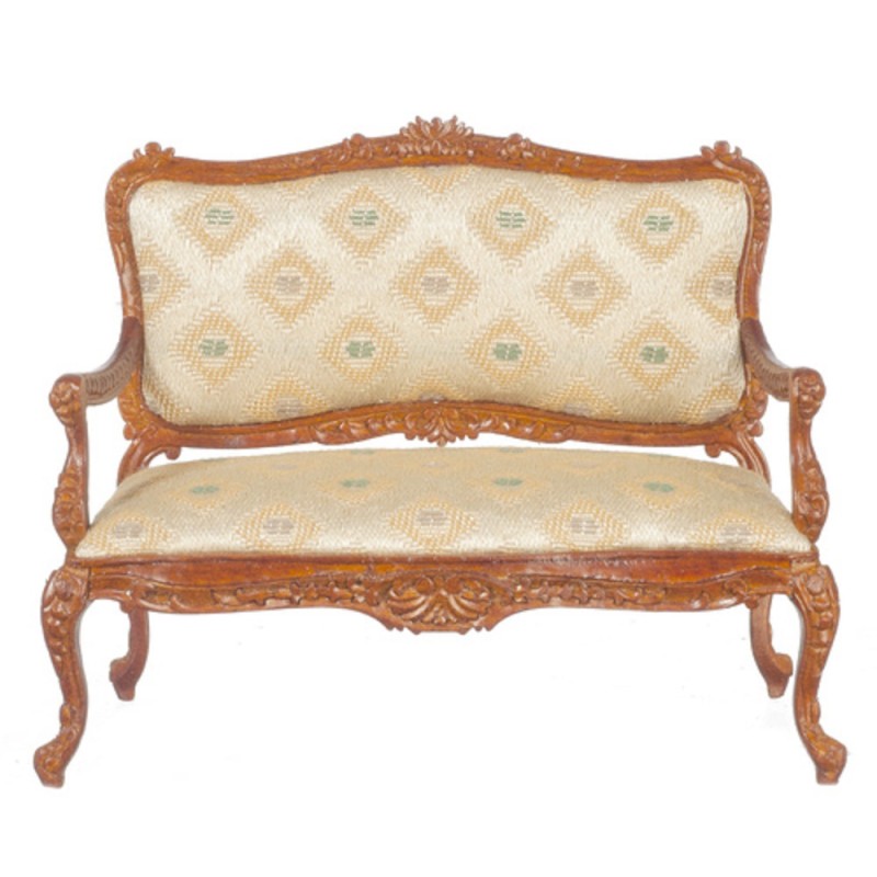 Dolls House Walnut Louis XV Rococo Gold Sofa Settee Miniature JBM Furniture 1:12