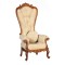 Dolls House Cream Walnut High Button Back Armchair JBM Living Room Furniture