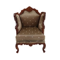 Dolls House Walnut Louis XV Parlour Chair Miniature JBM Living Room Furniture