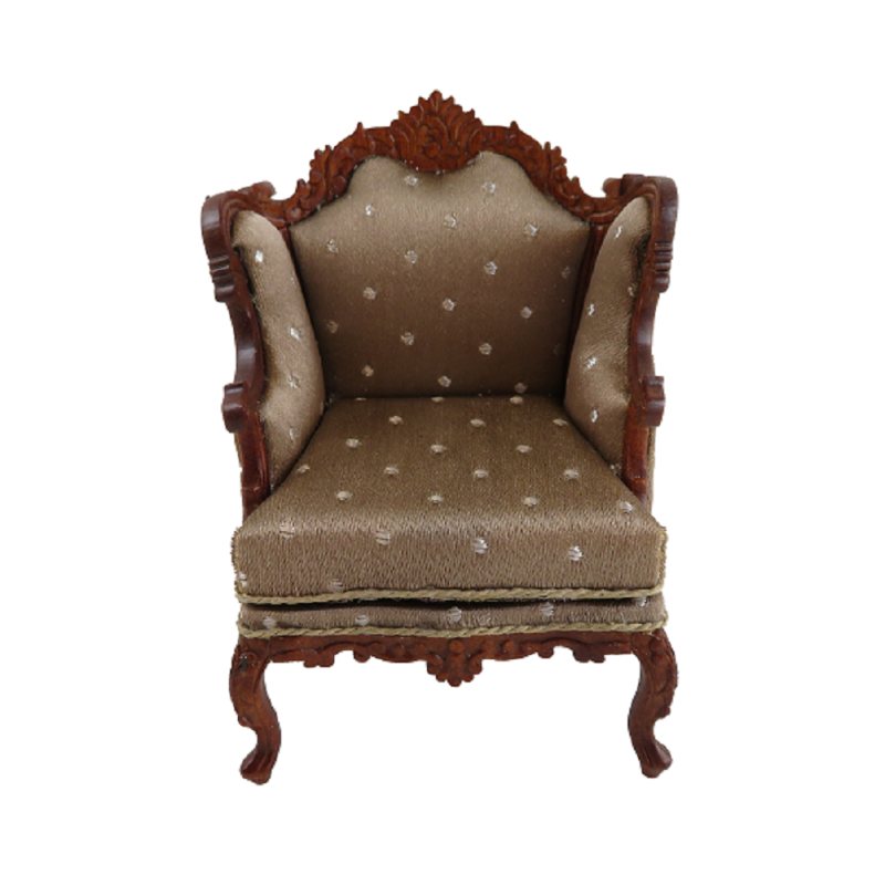 Dolls House Walnut Louis XV Parlour Chair Miniature JBM Living Room Furniture