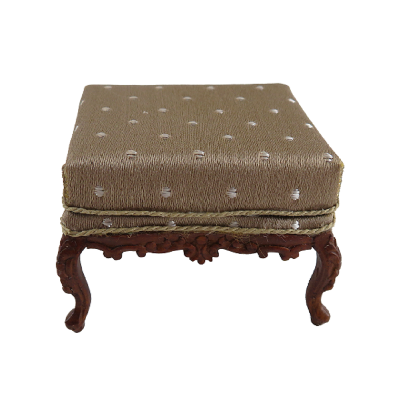 Dolls House Walnut Louis XV Ottoman Stool Miniature JBM Living Room Furniture