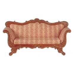 Dolls House American Sofa Walnut Red JBM Miniature Living Room Furniture
