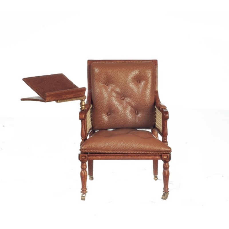 Dolls House Walnut Armchair with Writing Table JBM Miniature Furniture