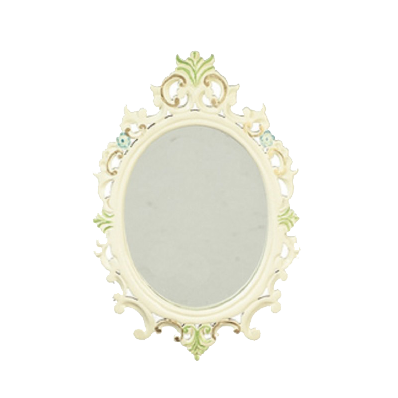 Dolls House Hand Painted White Framed Oval Wall Mirror JBM Miniature Accessory