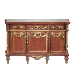 Dolls House Walnut Sideboard Buffet with Gold Trim JBM Dining Room Furniture
