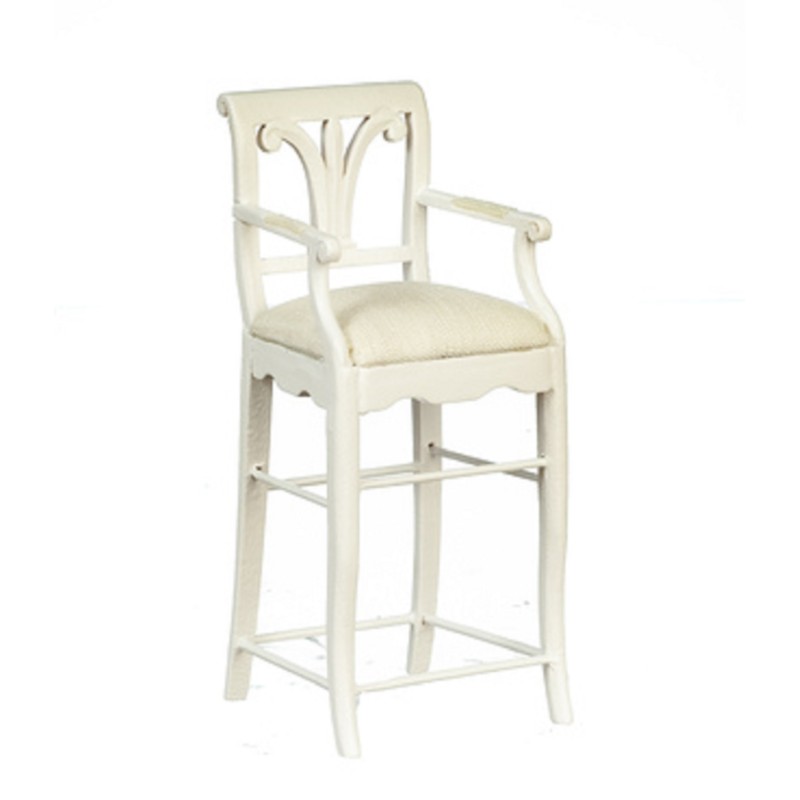 Dolls House White Breakfast Bar Stool High Chair JBM Kitchen Furniture