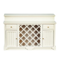 Dolls House White Breakfast Bar Kitchen Island Unit Wine Cabinet JBM Furniture