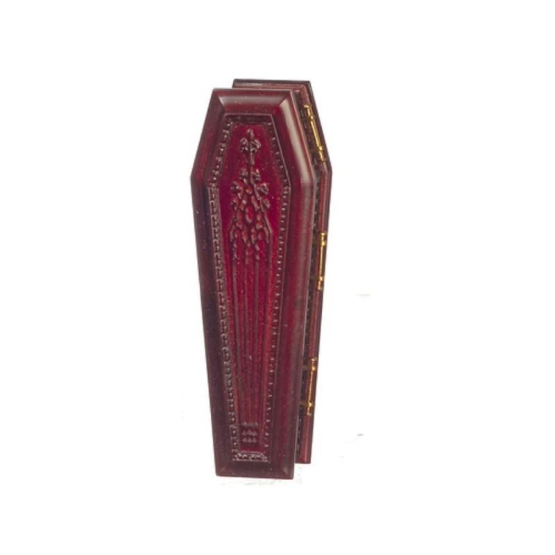 Dolls House Mahogany Coffin JBM Miniature Church Funeral Halloween Accessory