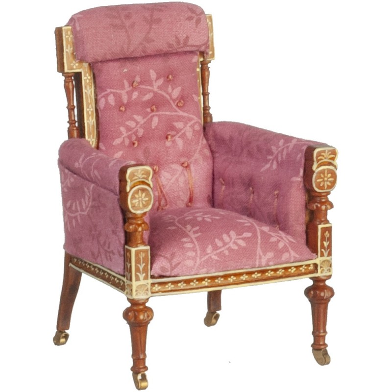 Dolls House Pink Mauve French Armchair JBM Miniature Living Room Furniture 1:12