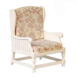 Dolls House White Wooden Armchair Shabby Chic Chair JBM Living Room Furniture