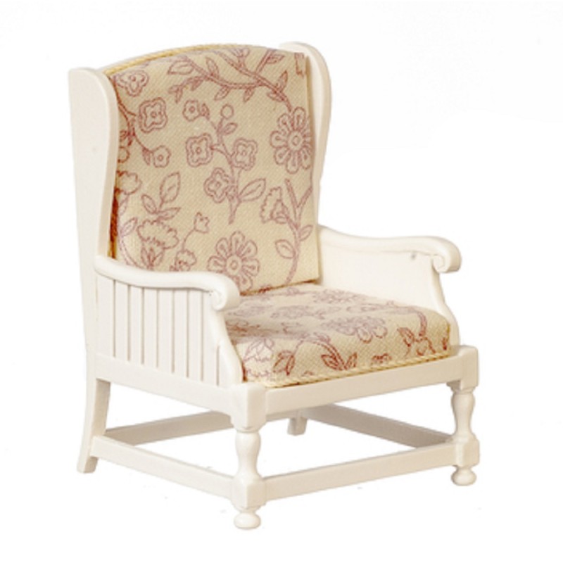 Dolls House White Wooden Armchair Shabby Chic Chair JBM Living Room Furniture