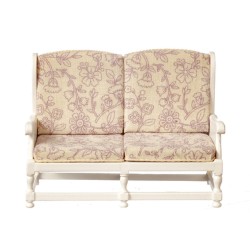 Dolls House White Wooden Setee Shabby Chic Sofa JBM Living Room Furniture