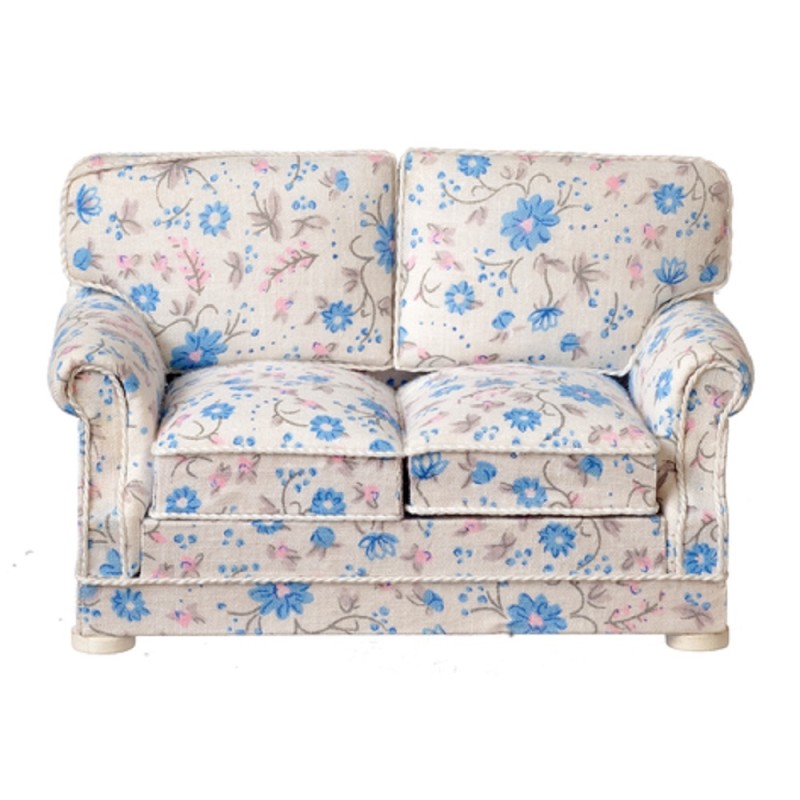 Dolls House White Floral Sofa Summer Loveseat JBM Living Room Furniture