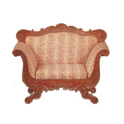 Dolls House American Armchair Walnut Red JBM Miniature Living Room Furniture
