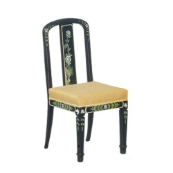 Dolls House Black & Gold Hand Painted Chinoise Desk Chair JBM Study Furniture