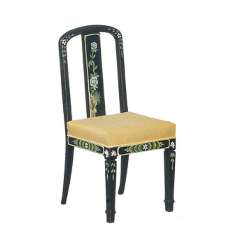 Dolls House Black & Gold Hand Painted Chinoise Desk Chair JBM Study Furniture