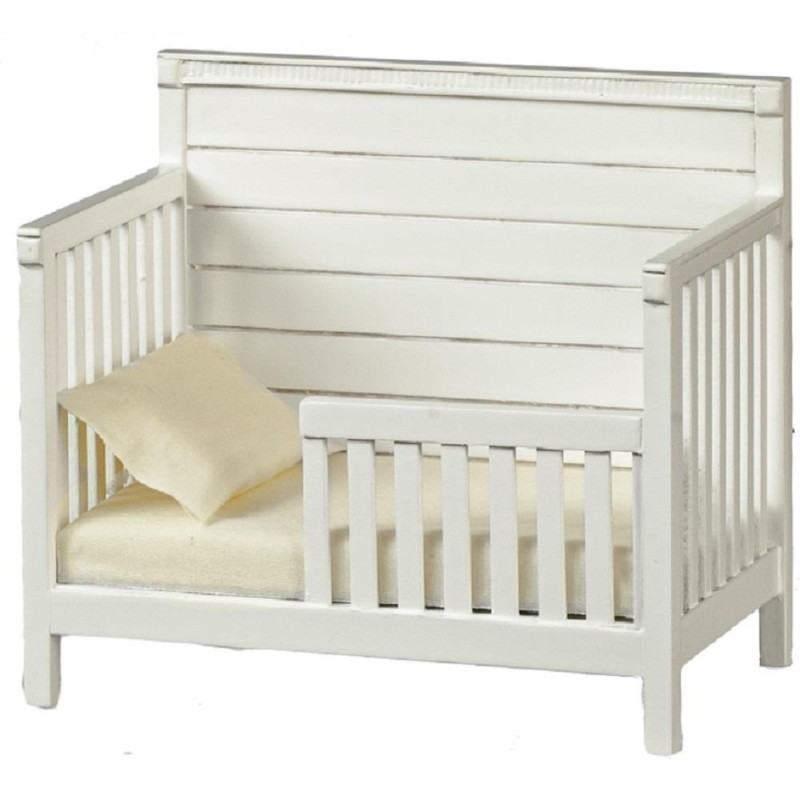 Dolls House White Wooden Toddler Day Bed JBM Miniature Nursery Baby Furniture