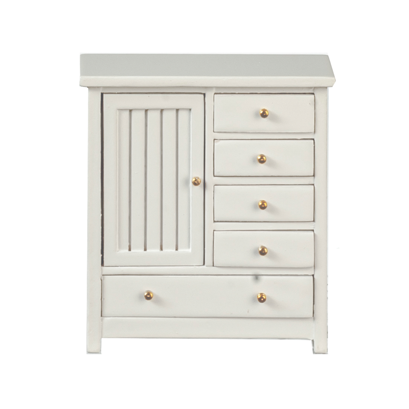 Dolls House White Child's Chest of Drawers Bedroom Nursery JBM Furniture 1:12