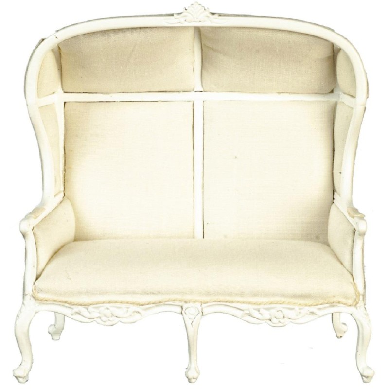 Dolls House White Medieval Double Porter Chair JBM Miniature Hall Furniture 1:12