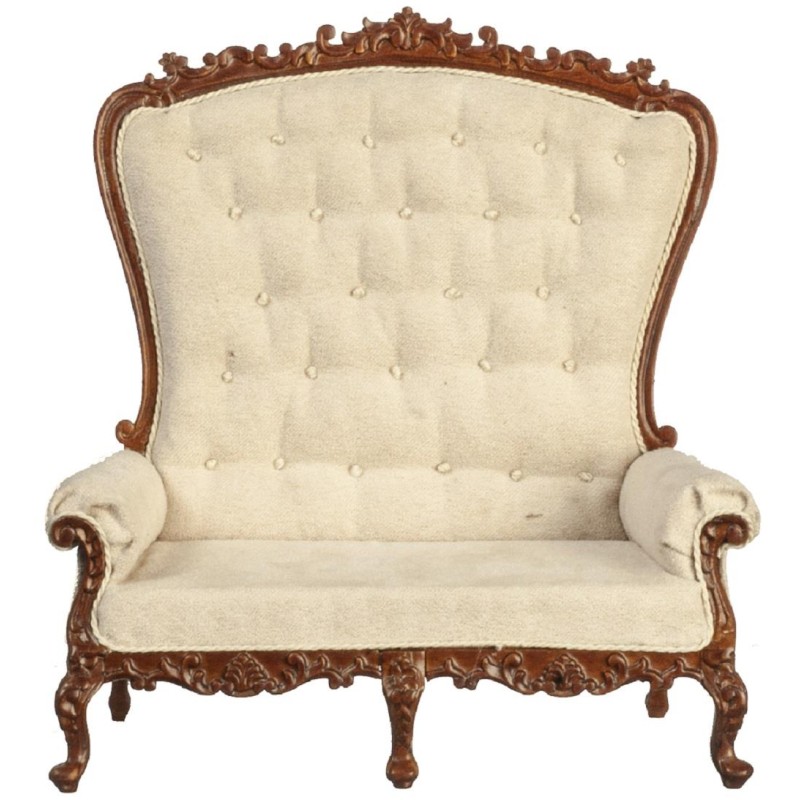 Dolls House High Back Cream Sofa Settee Louis XV Rococo Baroque JBM Furniture