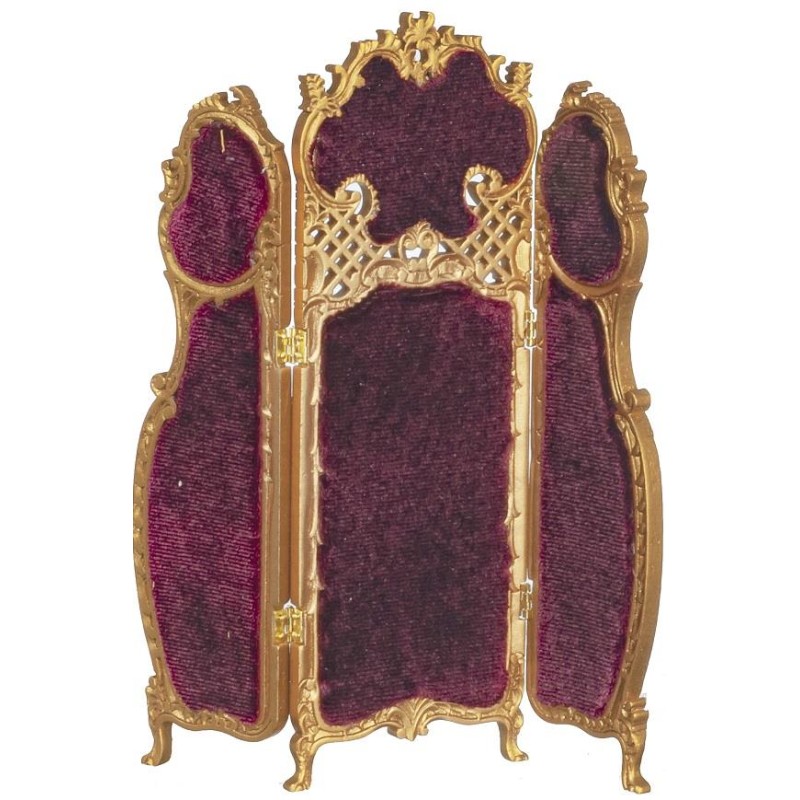 Dolls House Dressing Screen Louis XV Rococo Baroque Red Miniature JBM Furniture