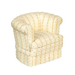 Dolls House Cream Tub Armchair with Gold Stripes JBM Living Room Furniture 1:12