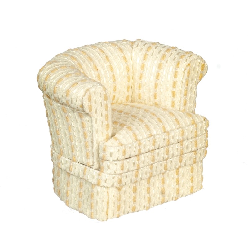 Dolls House Cream Tub Armchair with Gold Stripes JBM Living Room Furniture 1:12