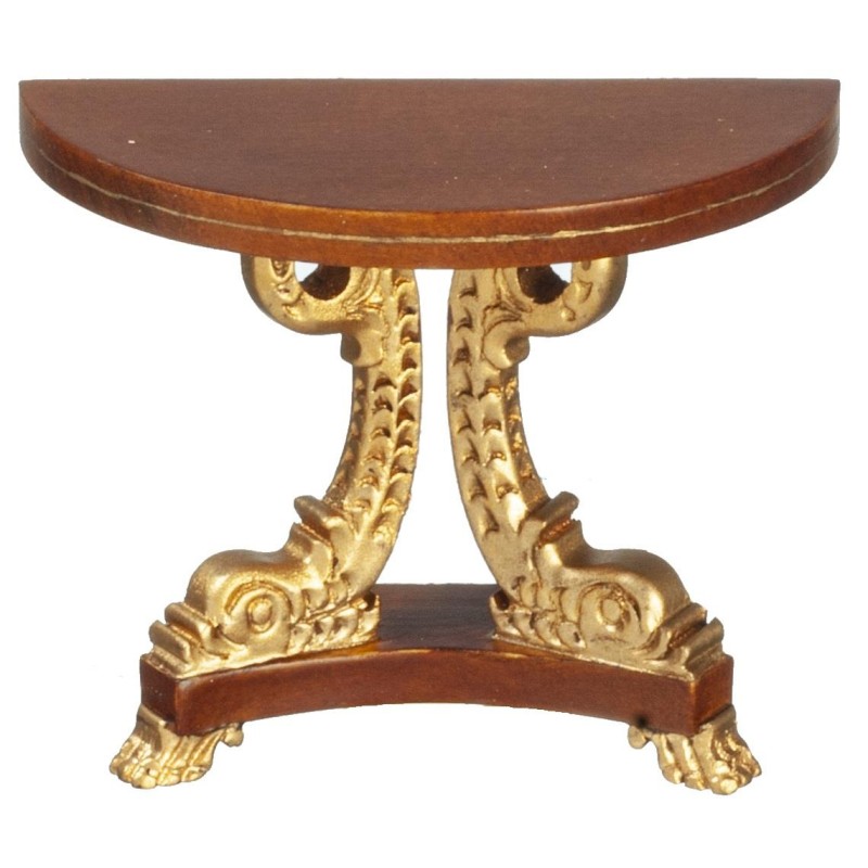 Dolls House Dolphin Console Table Gold Regency JBM Miniature Walnut Furniture